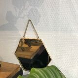 Brass hexagonal mirror 17x15cm