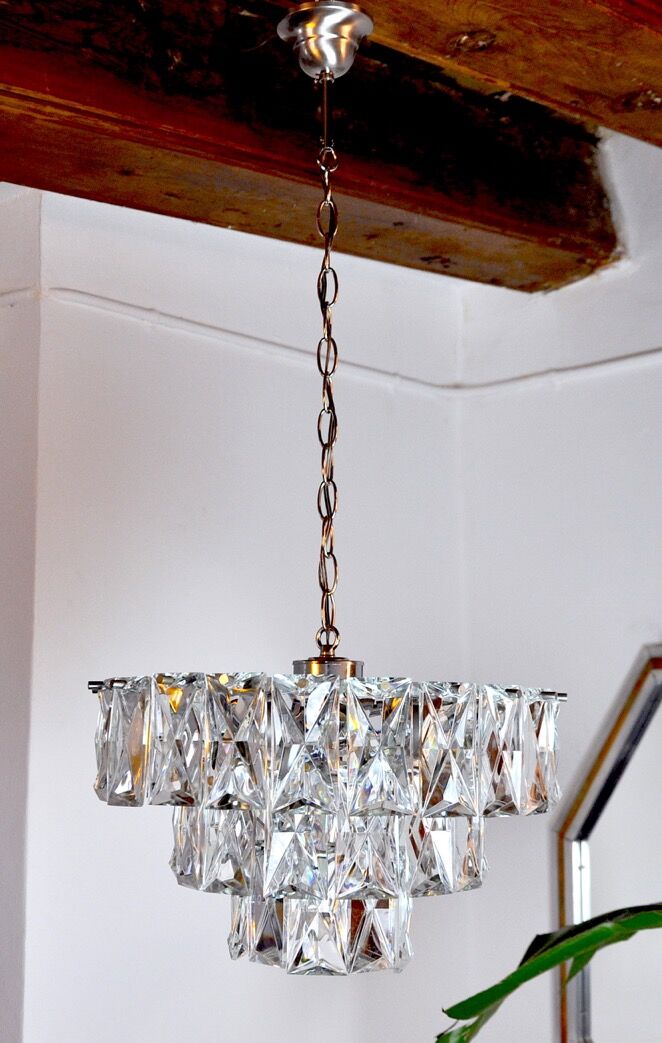 Kinkeldey chandelier 3 levels crystals Germany 1970
