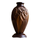 Vase en bois Art Deco sculpté