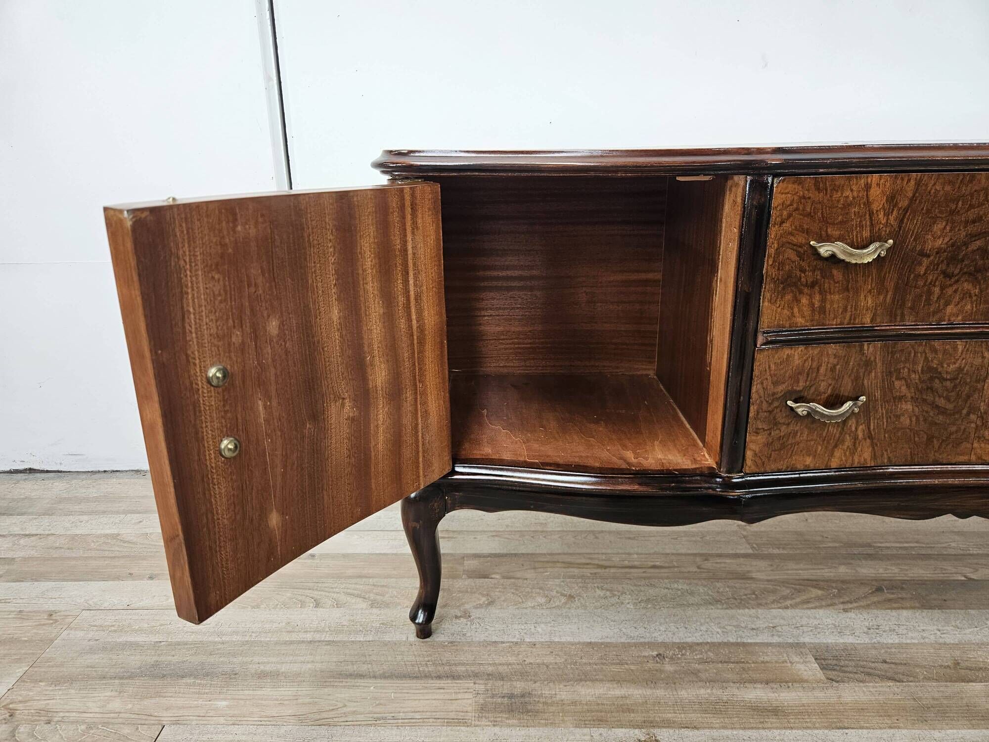 Chippendale walnut burl vanity, 1940