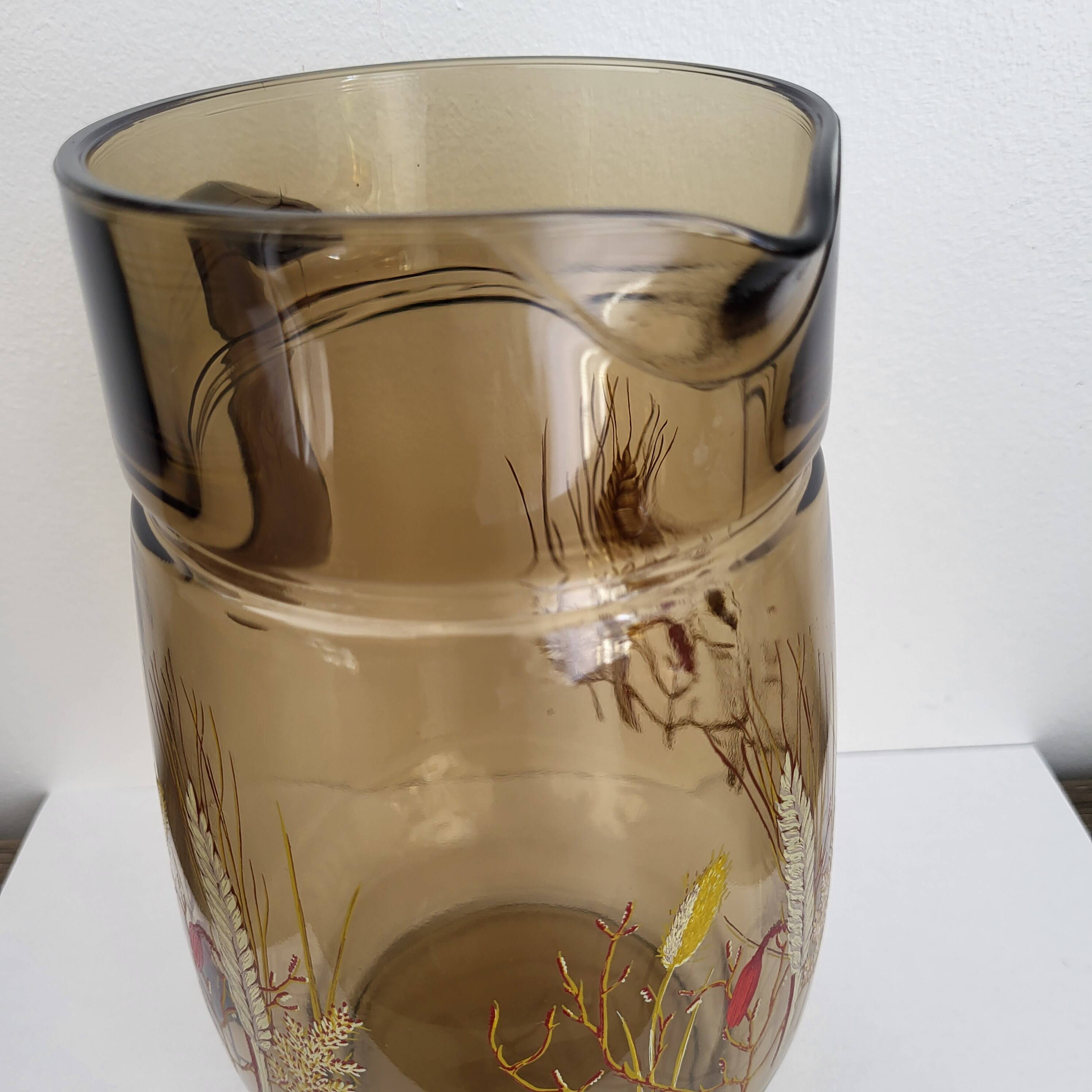 Vintage smoked glass pitcher