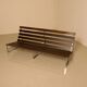 Unique Dutch bench in black leather with a steel and wenge structure from the 60s.