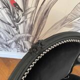 Vintage - Louis XV style armchair - Completely redone - Black velvet 100% cotton - Galon Houlès