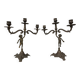 "Il mio bel foco" pair of candlesticks XIXth cherubs 3 torchieres