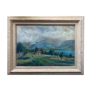 Tableau Paysage de montagne signé