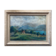 Tableau "Mountain Landscape" signed Sampic, artist from Yonne, 1950.