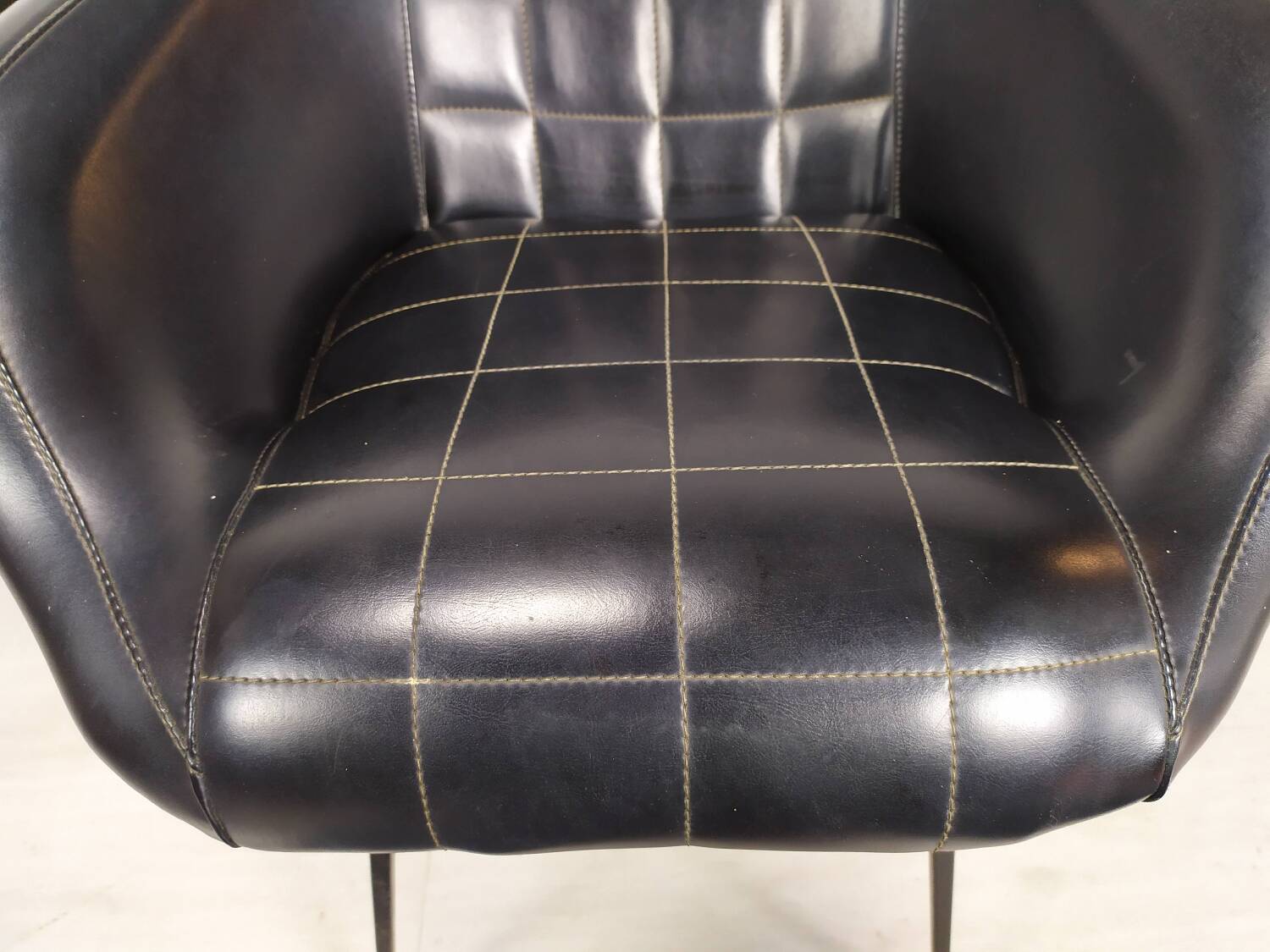 Vintage black skai armchairs