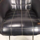 Vintage black skai armchairs