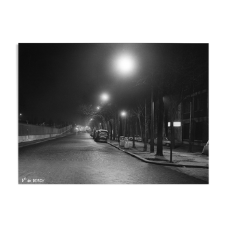 Photographic print framed Paris in 1965 Bd de Bercy at night (Paris 12th)