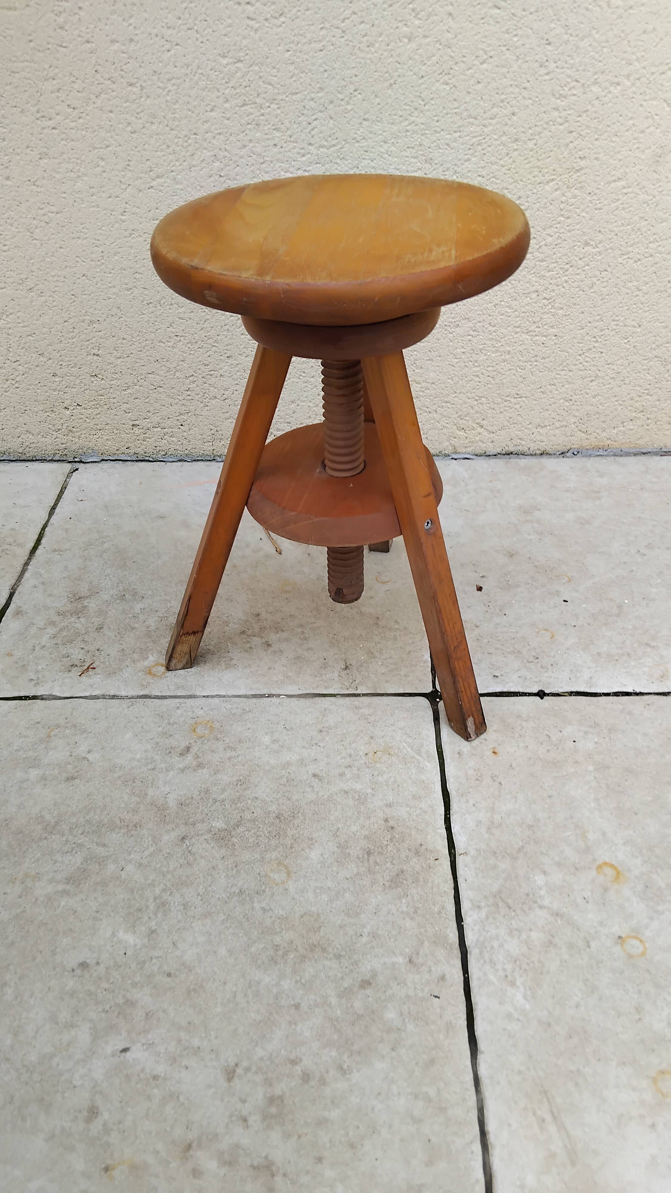 Vintage artist workshop screw stool