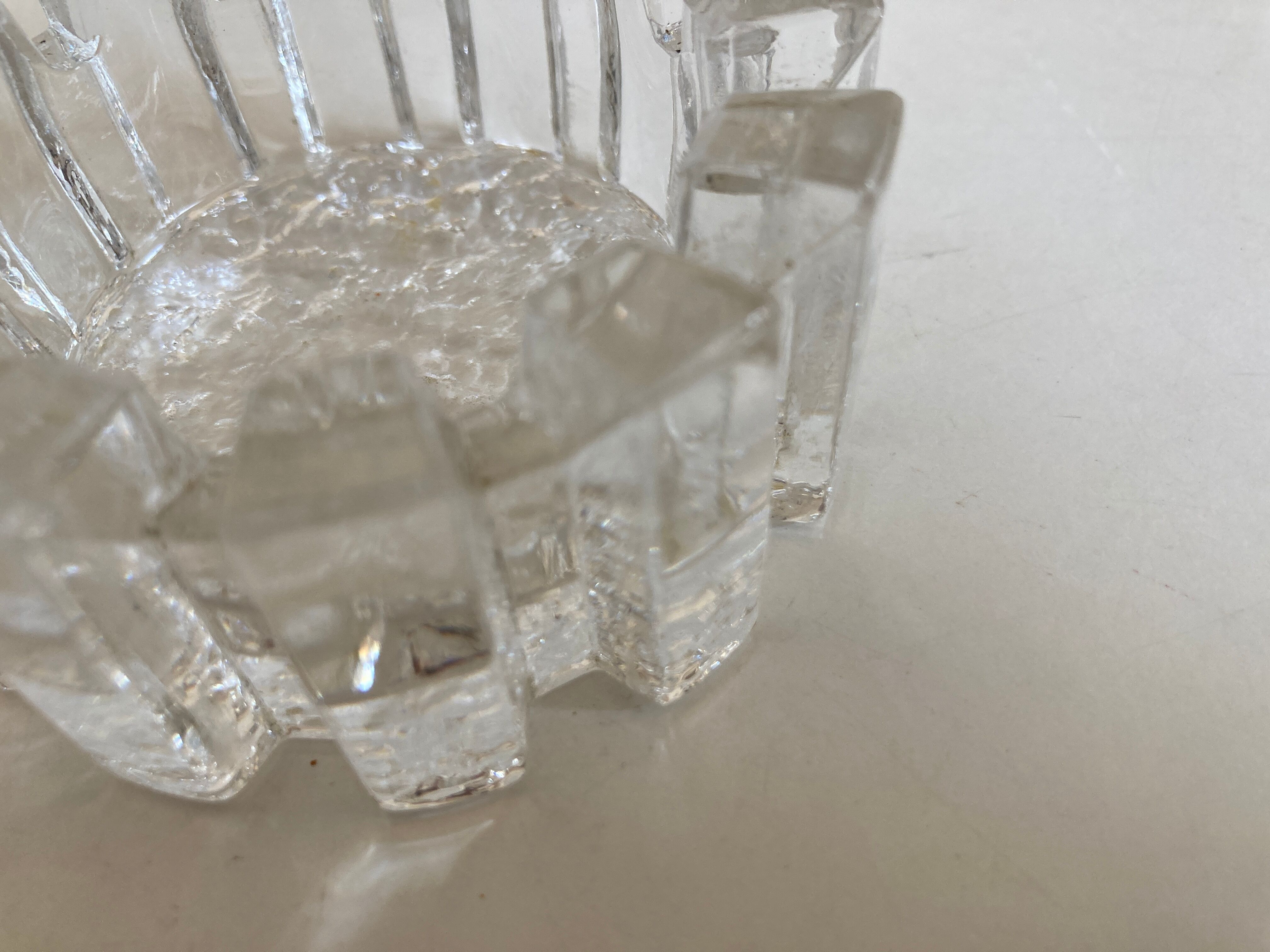 Nybro Sweden 1960 Scandinavian Ice Glass Ashtray