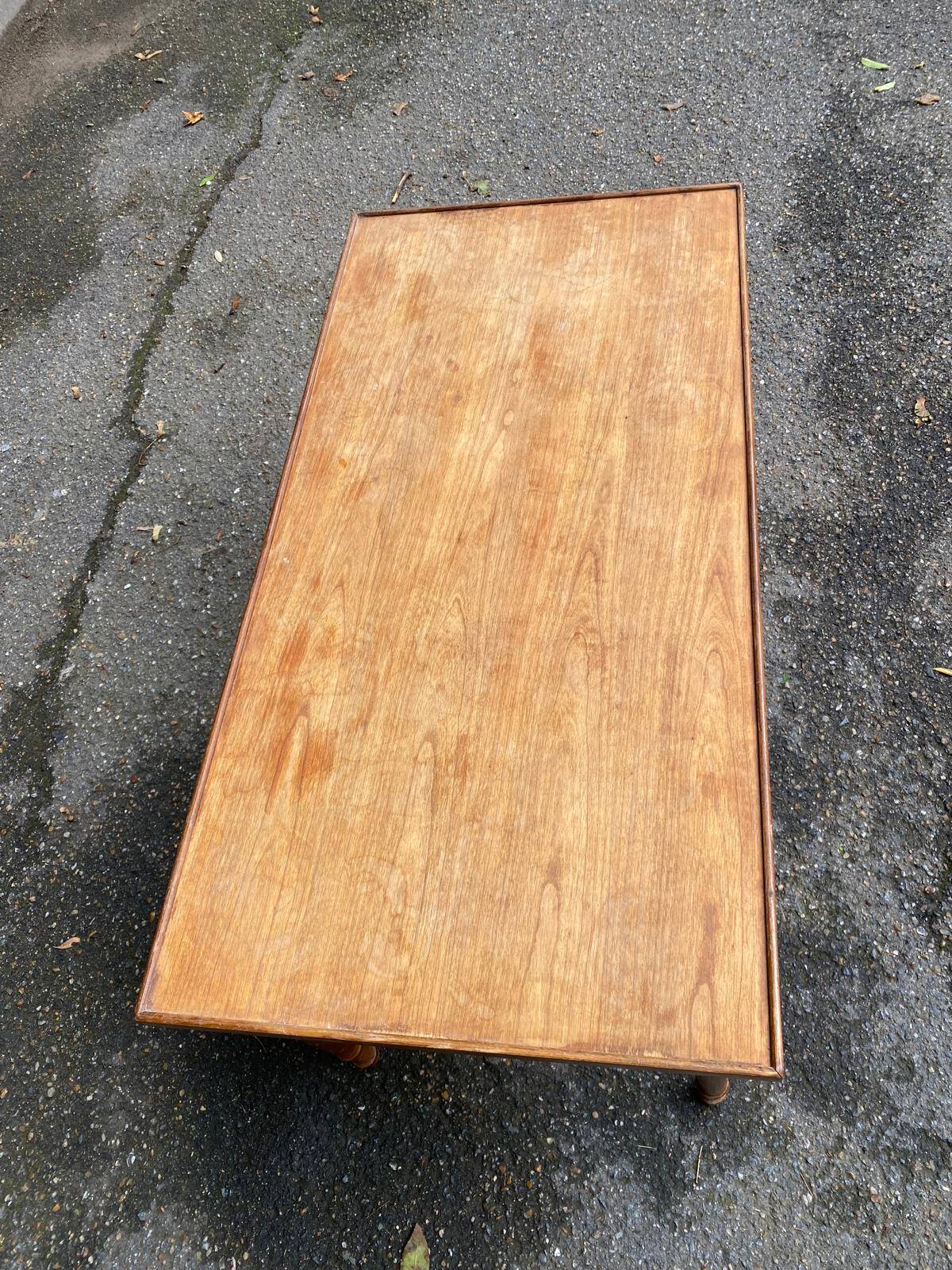 Vintage rectangular solid wood coffee table