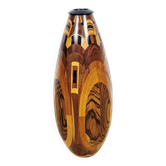 Monumental wooden floor vase / intarsia / wood mosaic / Africa / 1950s–1960