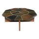 Brutalist octagonal coffee table from the 1970s in solid oak and slate.