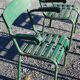 4 stackable garden armchairs wooden slats and metal tubes from the 50s