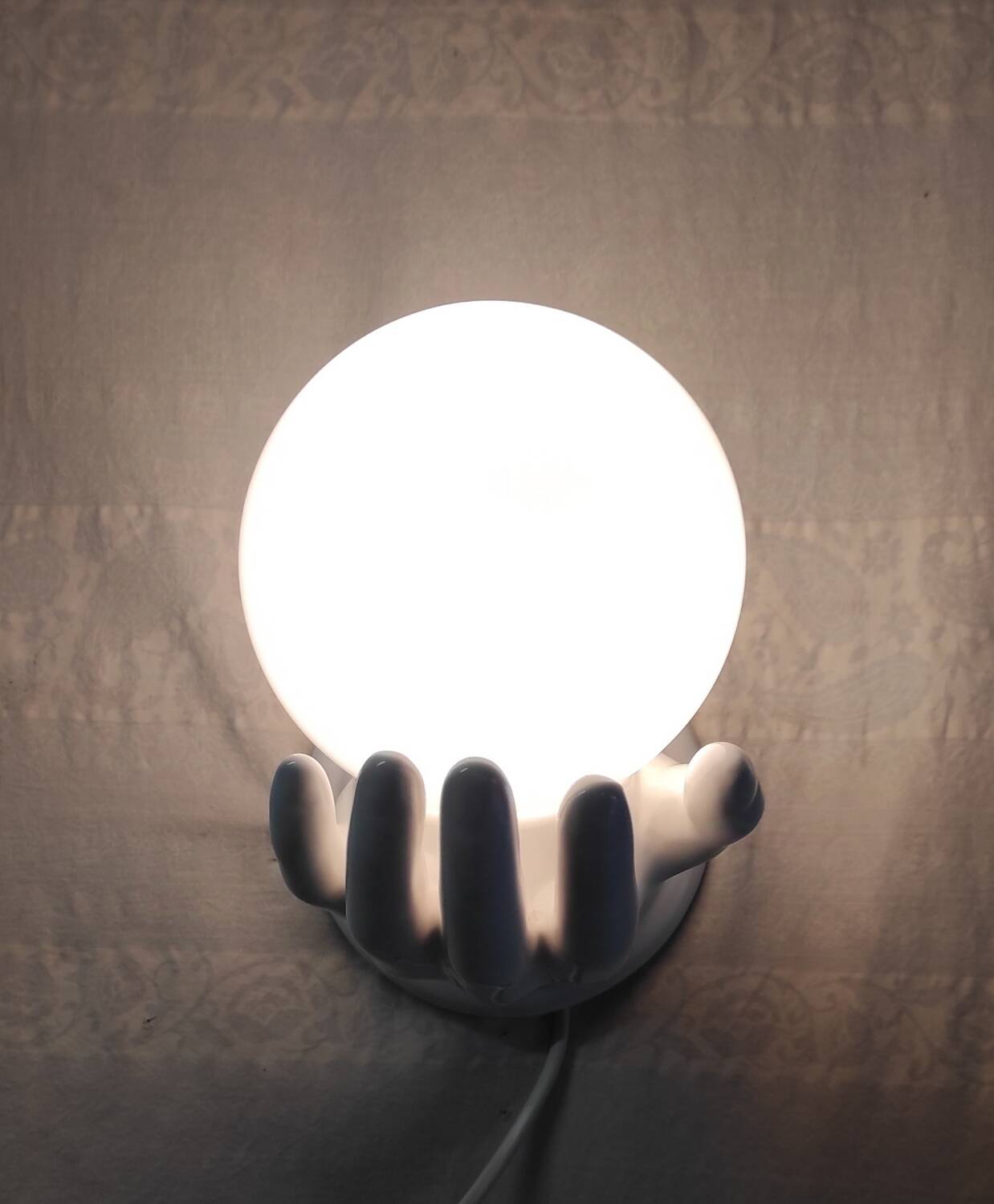 Ceramic and opaline wall lamp - 70's