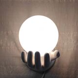 Ceramic and opaline wall lamp - 70's