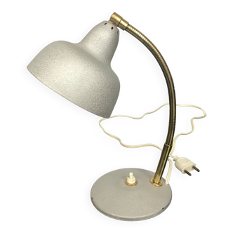 Lampe cocotte grise avec flexible doré, années 50