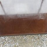 Vintage double wooden side table with copper base from the 50s