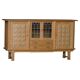 Danish oak buffet with lead glass doors, Henning Kjærnulf, Denmark, 1960s