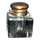 Old square inkwell in cut glass - art deco office accessory 1920