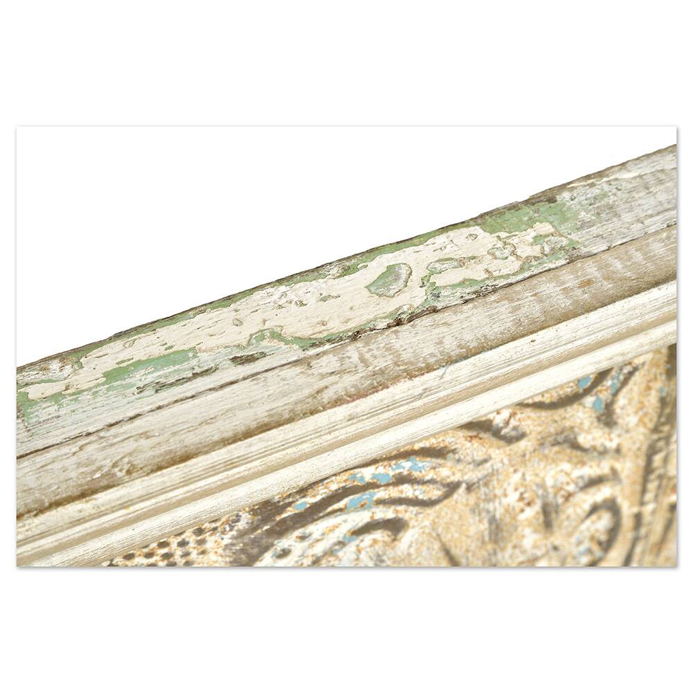 Decorative sheet metal wall plaque and wooden frame