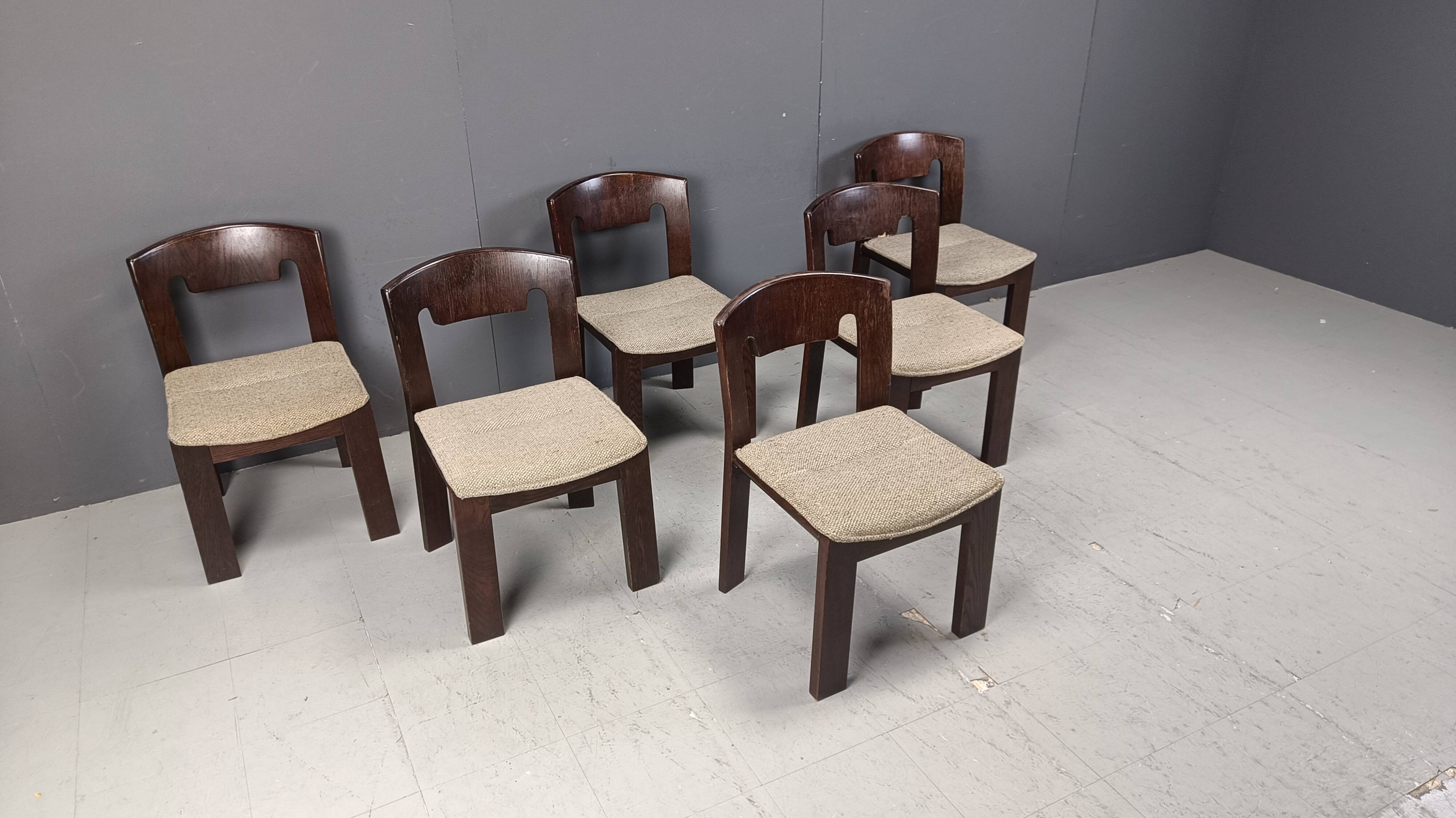 Vintage Brutalist Dining Chairs, Set of 6 - 1970s