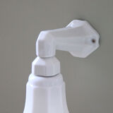 Applique murale col de cygne porcelaine céramique tulipe verre opaline blanche