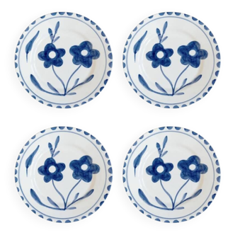 Set of 4 hand-painted ceramic dessert plates