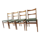 Set of 4 mid century dining chairs with turquoise covers, 1960