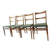 Set of 4 mid century dining chairs with turquoise covers, 1960