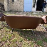 2 office armchairs + Settee / Swan sofa by Arne Jacobsen for Fritz Hansen, original leather