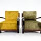Pair of Art Deco beech armchairs, 1930s, newly upholstered