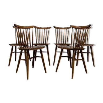 Ensemble de 4 chaises en bois de style scandinave 1960