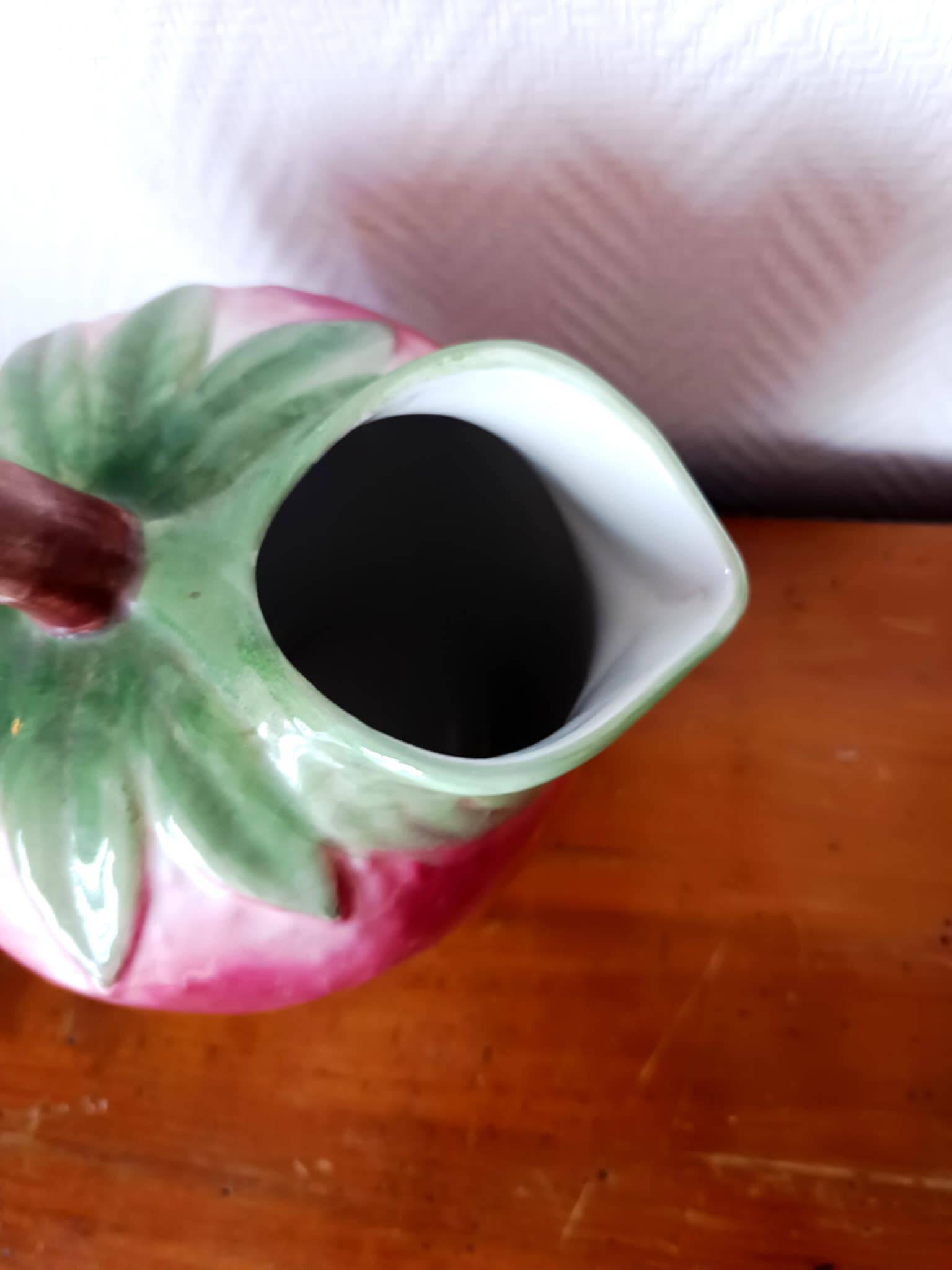 Vintage strawberry slipware pitcher