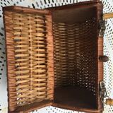 60'S braided wicker basket / hand bag