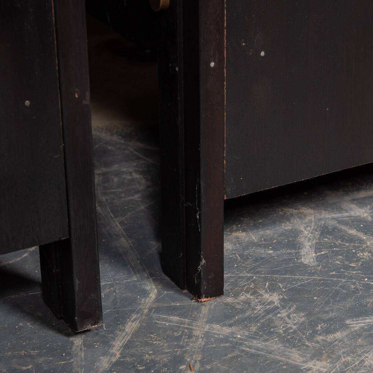 Striking 20thc italian ebonised etageres with open back & storage c.1970
