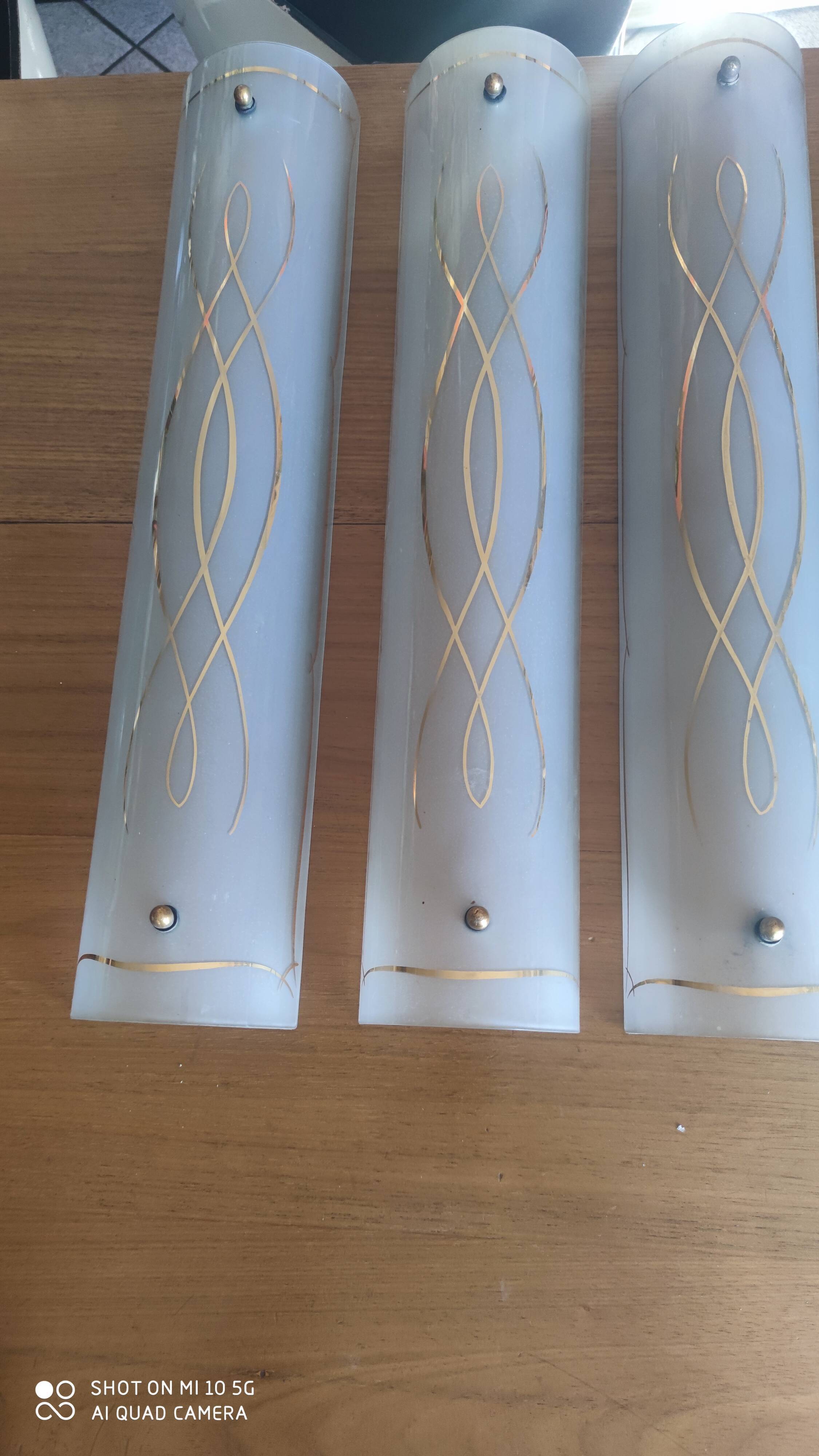 Set of 4 glass wall sconces circa 1940