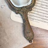 Wooden “hand-held” mirror with MB initials