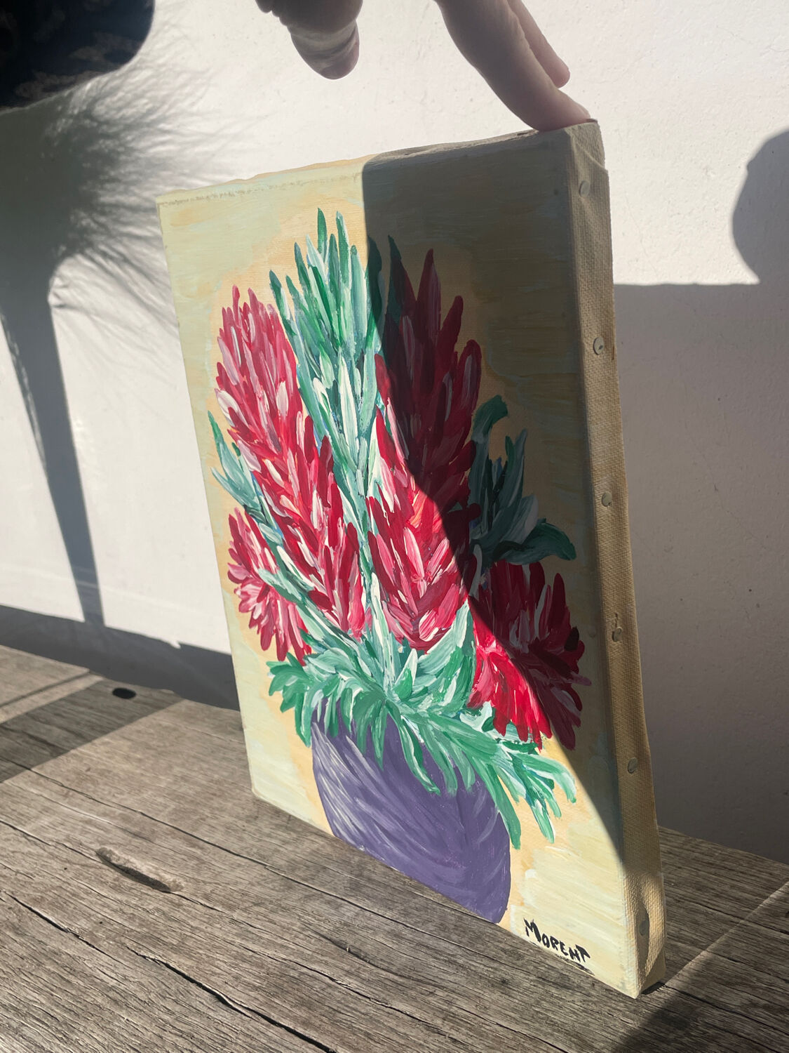 Tableau peinture bouquet de fleurs huile sur toile 