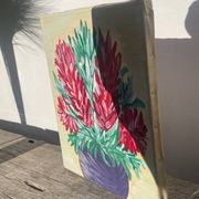 Tableau peinture bouquet de fleurs huile sur toile 
