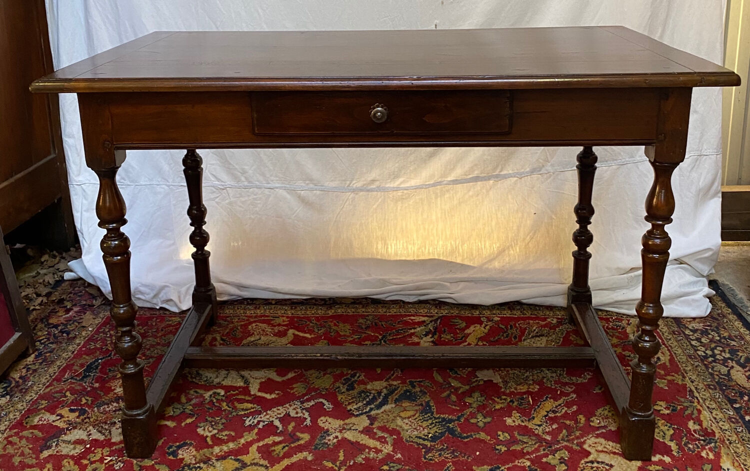 Solid wood desk pegged turned feet