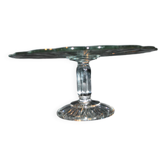 Vintage footed pie dish pastry guéridon in molded glass d27cm