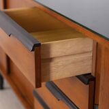 Vintage 1960s Italian-design wood and glass sideboard