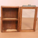 Burmese teak wall display case with original polychrome patina