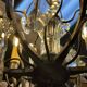 Bronze and cut crystal chandelier with 6 lights, early 20th century work.