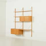 Preben Sorensen Danish oak wall unit by PS System, Randers, 1970s