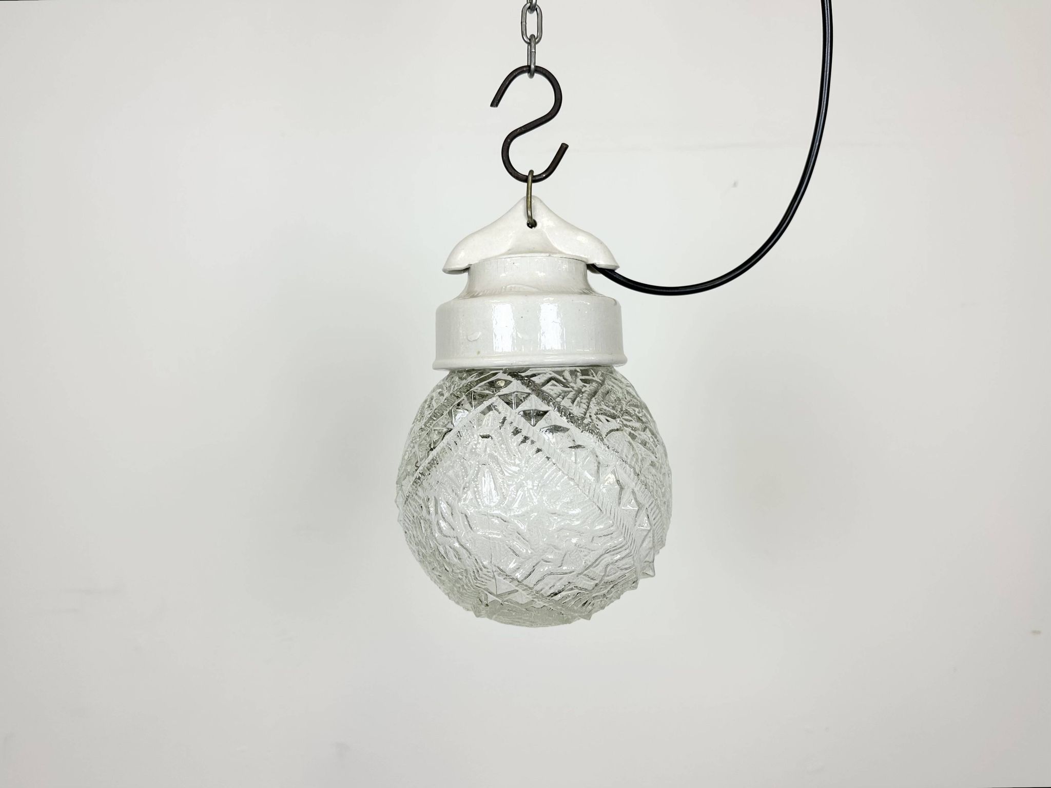 Vintage White Porcelain Pendant Light, 1970s