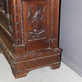 Henri II Style Oak Bonnetière with Joan of Arc Decor, Late 19th Century