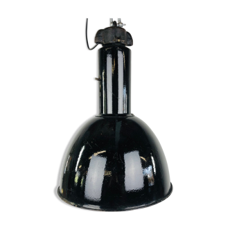Large black enamelled factory lamp by elektrovit